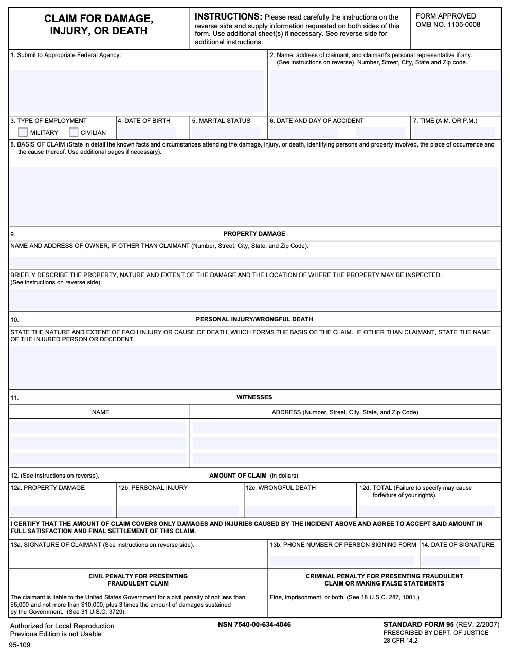 federal-tort-claims-act-standard-form-95-veterans-medical-malpractice